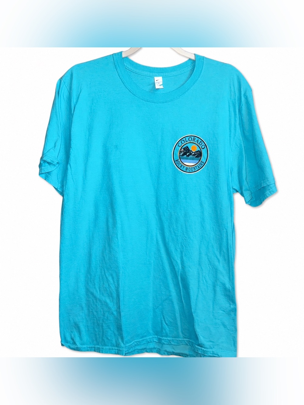 Screen Stars Turquoise Colorado Rocky Mountains Graphic Tee